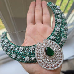 Maya - Bespoke Emerald Green Statement Necklace Set with Earrings