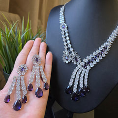 Issy - Classy Purple Amethyst Necklace Set With Earrings