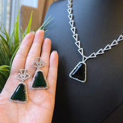 Triangular Cut Emerald Necklace Set