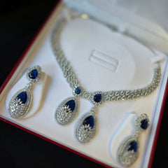 Clara - Blue Sapphire Necklace Set with Earrings