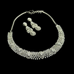 White Gold Plated Necklace Set