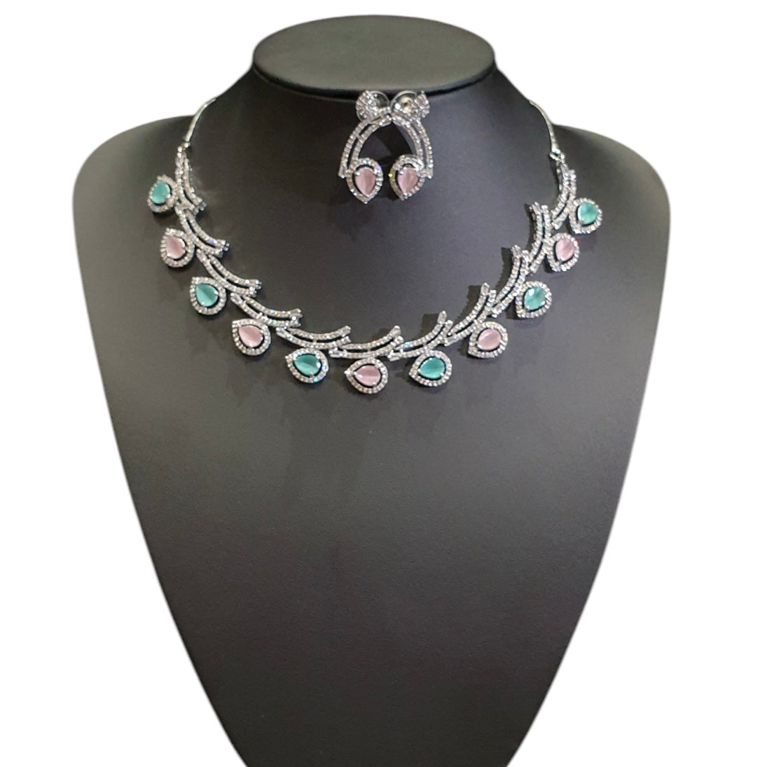 Mint and Pink Quartz Necklace Set