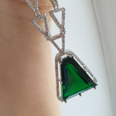 Triangular Cut Emerald Necklace Set