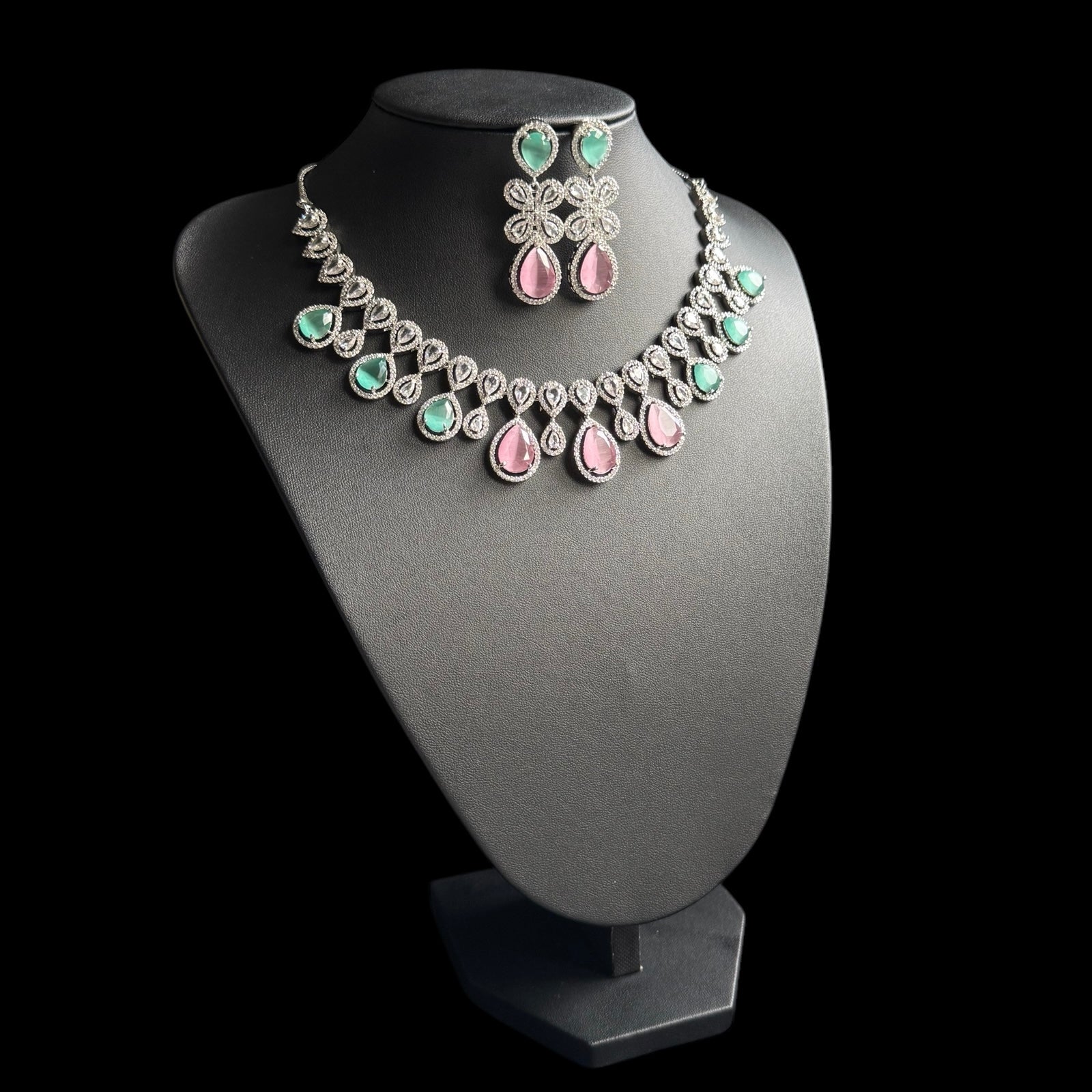 Mint and Pink Quartz Necklace Set