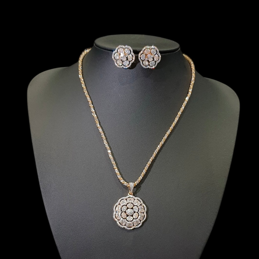 Cubic Zirconia Pendant Set - Gold Plated