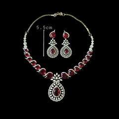 Mirca - Ruby Red Necklace Set with Earrings