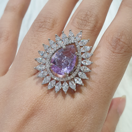 Purple Amethyst Size Adjustable Ring