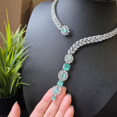 Maeve - Bespoke Mint Stones Statement Collar Necklace Set with Earrings