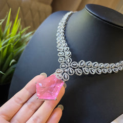 Ava - Pink Doublet Stone Necklace Set