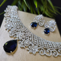 Siniha - Bespoke Blue Sapphire Necklace Set With Earrings