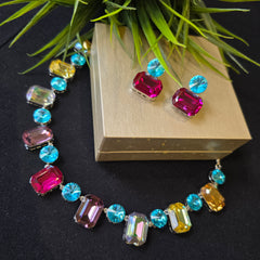 Harriet - Swarovski Stones Collet Necklace Set with Earrings