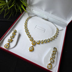 Ayra - Yellow Citrine Necklace Set With Earrings