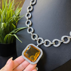 Ella - Citrine Yellow Necklace Set with Earrings