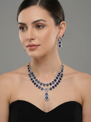 Gini - Sapphire Blue Necklace Set with Earrings