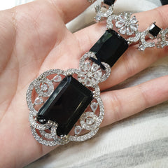 Black Quartz Necklace Set