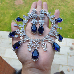 Blue Sapphires Necklace Set