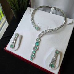 Maeve - Bespoke Mint Stones Statement Collar Necklace Set with Earrings