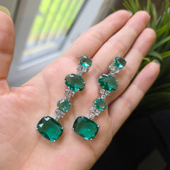 Siara - Bespoke Emerald & CZ Necklace Set with Earrings