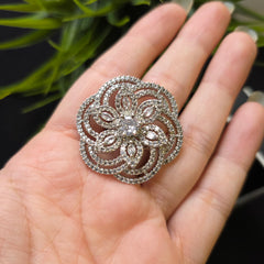 Thea - Dazzling White Cubic Zirconia Size adjustable Statement Ring