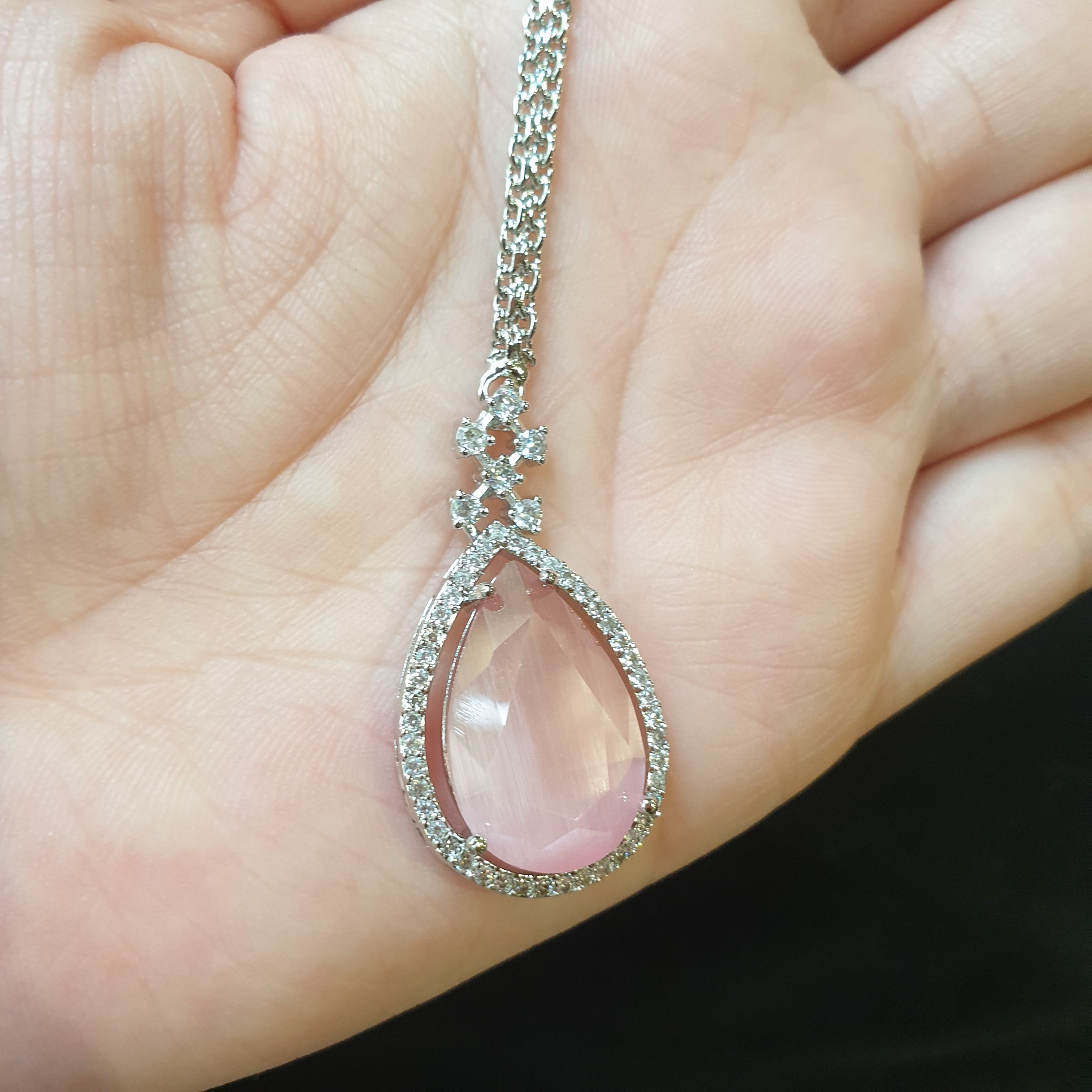Pink Quartz Necklace Set with Tikka