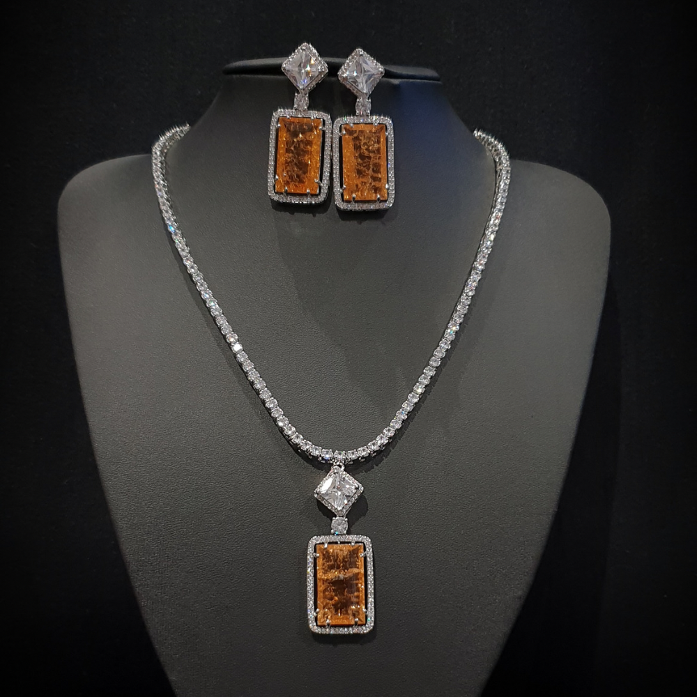 Orange Topaz Necklace Set