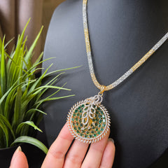 Melissa - Gold Emerald Pendant Set With Earrings