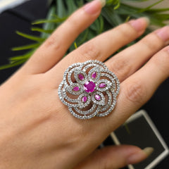 Thea - Rubies Hot Pink Size adjustable Ring
