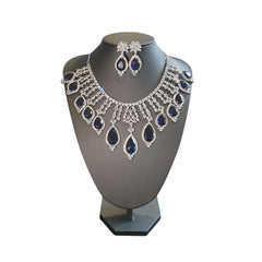 Blue Sapphire Statement Necklace Set with Tikka