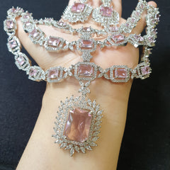 Baby Pink Quartz Necklace Set