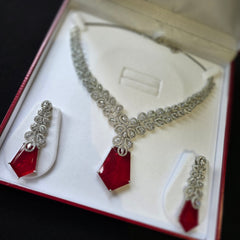 Ava - Ruby Red Necklace Set