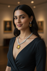 Hazel - Yellow citrine Necklace Set with Earrings