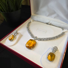 Hazel - Yellow citrine Necklace Set with Earrings