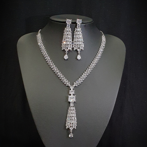 White Cubic Zirconia Necklace Set