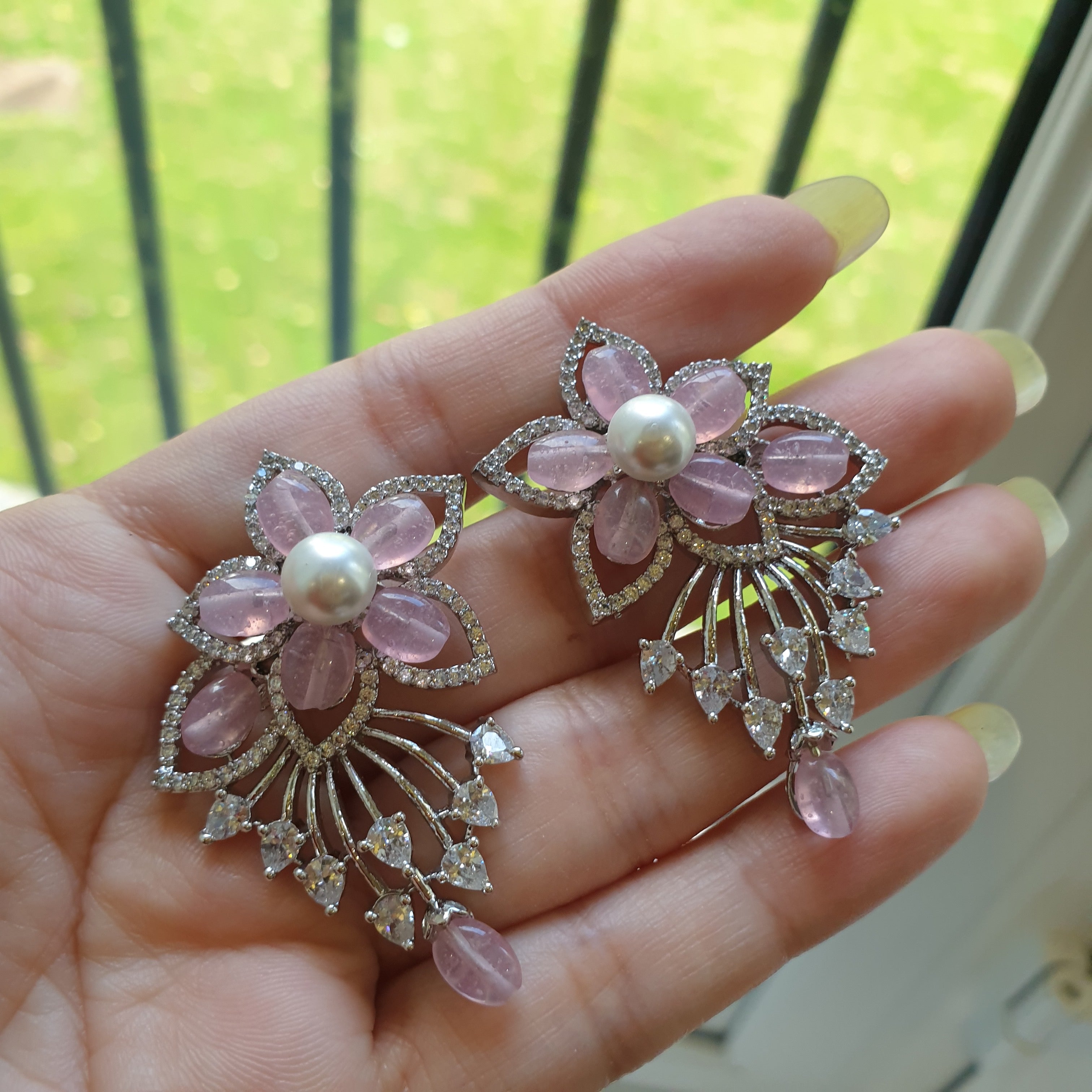 Pink Quartz Earrings