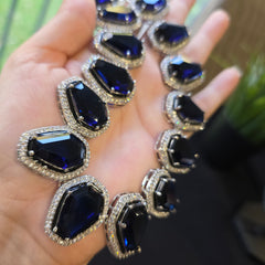 Bella - Statement Sapphire Blue Necklace Set with Earrings and Ring
