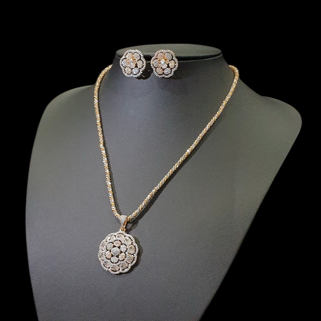 Cubic Zirconia Pendant Set - Gold Plated