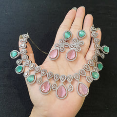 Mint and Pink Quartz Necklace Set