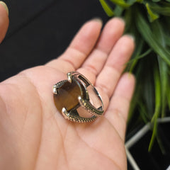 925 Silver Turkish Mens Ring With Tiger's Eye Gemstone (Size: S) Hallmarked
