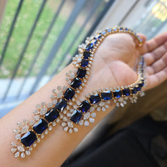 Iris - Blue Sapphire Gold Necklace Set