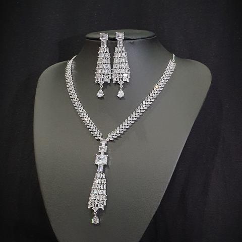 White Cubic Zirconia Necklace Set