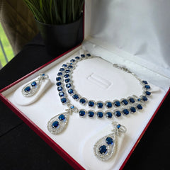 Gini - Sapphire Blue Necklace Set with Earrings