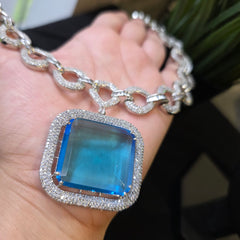 Ella - Aquamarine Blue Necklace Set with Earrings