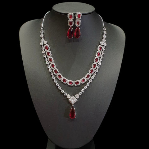 Garnet Red Necklace Set