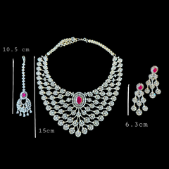 Julia - Bespoke Ruby Statement Necklace Set with Earrings & Tika