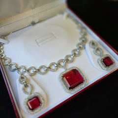 Ella - Ruby Red Necklace Set with Earrings