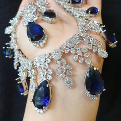 Blue Sapphires Necklace Set