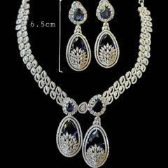 Clara - Blue Sapphire Necklace Set with Earrings
