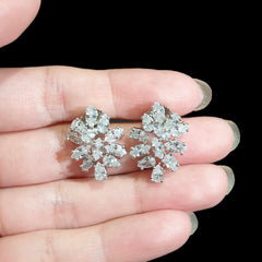 White Cubic Zirconia Stud Earrings - White Gold Plated