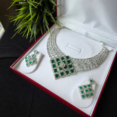 Freya - Bespoke Emerald Green Necklace Set With Earrings
