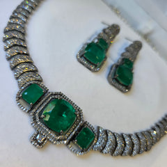 Mabel - Doublet Emerald Green Necklace Set with Earrings